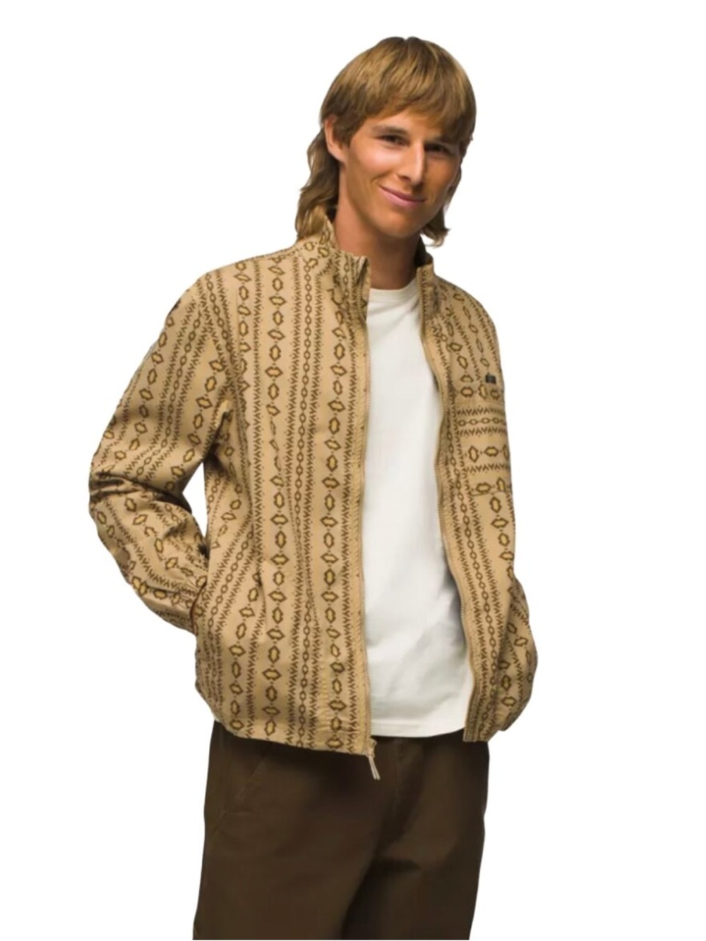 PrAna Saucha Jacket Full Zip Relaxed Fit Aztec Southwestern Brown Mens Medium - Picture 3 of 4